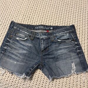 Guess Blue FLIRTY Distressed Jean Shorts 29